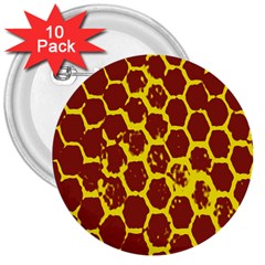 Network Grid Pattern Background Structure Yellow 3  Buttons (10 Pack)  by Simbadda