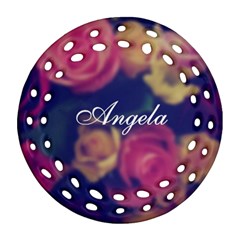 Vintage Monogram Flower Round Filigree Ornament (two Sides)