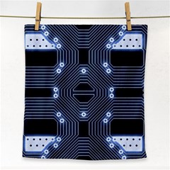 A Completely Seamless Tile Able Techy Circuit Background Face Towel by Simbadda