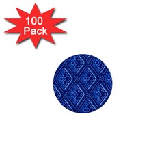 Blue Fractal Background 1  Mini Buttons (100 Pack)  by Simbadda