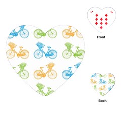 Vintage Bikes With Basket Of Flowers Colorful Wallpaper Background Illustration Playing Cards (heart)  by Simbadda