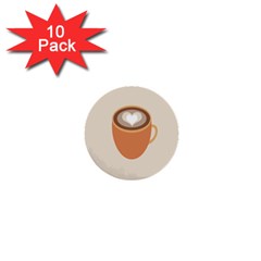 Artin Coffee Chocolate Brown Heart Love 1  Mini Buttons (10 Pack)  by Mariart