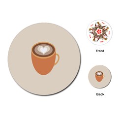 Artin Coffee Chocolate Brown Heart Love Playing Cards (round)  by Mariart