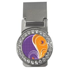 Leaf Polka Dot Purple Orange Money Clips (cz)  by Mariart