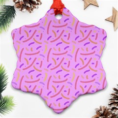 Confetti Background Pattern Pink Purple Yellow On Pink Background Ornament (snowflake) by Nexatart