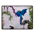 Wonderful Blue Parrot In A Fantasy World Double Sided Fleece Blanket (Small)  45 x34  Blanket Front
