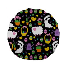 Cute Easter Pattern Standard 15  Premium Flano Round Cushions by Valentinaart