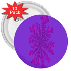 Dendron Diffusion Aggregation Flower Floral Leaf Red Purple 3  Buttons (10 Pack)  by Mariart