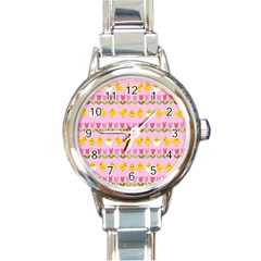 Easter - Chick And Tulips Round Italian Charm Watch