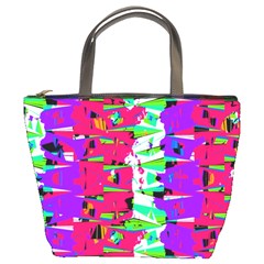 Colorful Glitch Pattern Design Bucket Bags by dflcprints