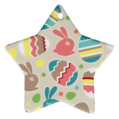 Easter Rabbit Bunny Rainbow Ornament (star) by Mariart