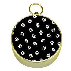 Footprints Dog White Black Gold Compasses by EDDArt