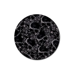 Skulls Pattern Rubber Round Coaster (4 Pack)  by ValentinaDesign