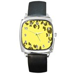 Banner Polkadot Yellow Grey Spot Square Metal Watch Front