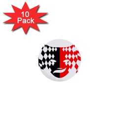 Face Mask Red Black Plaid Triangle Wave Chevron 1  Mini Buttons (10 Pack)  by Mariart