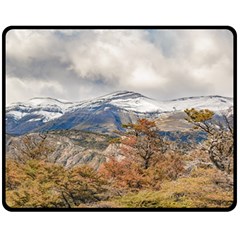 Forest And Snowy Mountains, Patagonia, Argentina Double Sided Fleece Blanket (medium)  by dflcprints