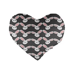 Tagged Bunny Illustrator Rabbit Animals Face Standard 16  Premium Heart Shape Cushions by Mariart