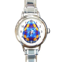 Easter Eggs Egg Blue Yellow Round Italian Charm Watch by Nexatart