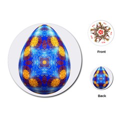 Easter Eggs Egg Blue Yellow Playing Cards (round)  by Nexatart
