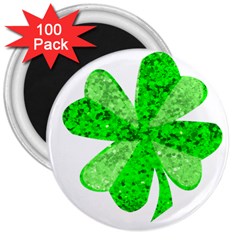 St Patricks Day Shamrock Green 3  Magnets (100 Pack) by Nexatart