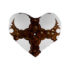 Cross Golden Cross Design 3d Standard 16  Premium Flano Heart Shape Cushions