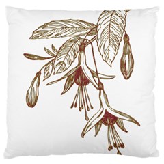 Floral Spray Gold And Red Pretty Large Flano Cushion Case (two Sides) by Nexatart
