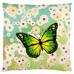 Green Butterfly Large Flano Cushion Case (two Sides) by linceazul