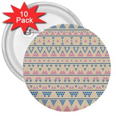 Blue And Pink Tribal Pattern 3  Buttons (10 Pack)  by berwies