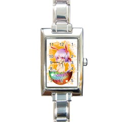 Easter Bunny Girl Rectangle Italian Charm Watch by Catifornia
