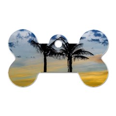 Palm Trees Against Sunset Sky Dog Tag Bone (two Sides)