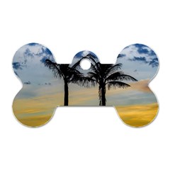 Palm Trees Against Sunset Sky Dog Tag Bone (two Sides) by dflcprints