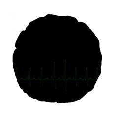Heart Rate Line Green Black Wave Chevron Waves Standard 15  Premium Flano Round Cushions by Mariart