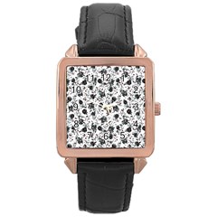 Floral Pattern Rose Gold Leather Watch  by ValentinaDesign