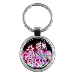 Fractal Fireworks Display Pattern Key Chains (round)  by Nexatart