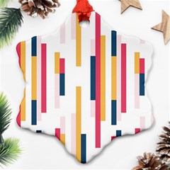 Geometric Line Vertical Rainbow Snowflake Ornament (two Sides) by Mariart