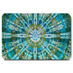 Green Flower Tie Dye Kaleidoscope Opaque Color Large Doormat  by Mariart