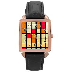 Mozaico Colors Glass Church Color Rose Gold Leather Watch 