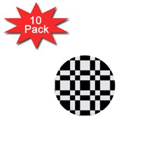 Checkerboard Black And White 1  Mini Buttons (10 Pack)  by Colorfulart23