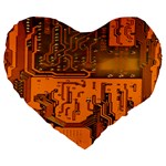 Circuit Board Pattern Large 19  Premium Heart Shape Cushions Front