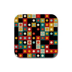 Colors On Black Rubber Square Coaster (4 Pack)  by linceazul