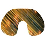 Golden Blue Lines Sparkling Wild Animation Background Space Travel Neck Pillows Back