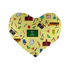 Back To School Standard 16  Premium Flano Heart Shape Cushions by Valentinaart