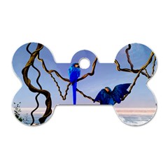 Wonderful Blue  Parrot Looking To The Ocean Dog Tag Bone (one Side) by FantasyWorld7