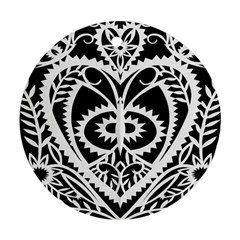 Paper Cut Butterflies Black White Ornament (round) by Mariart