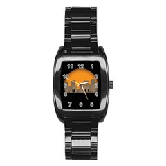City Buildings Couple Man Women Stainless Steel Barrel Watch by Nexatart