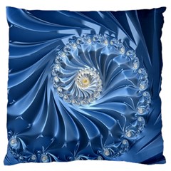 Blue Fractal Abstract Spiral Large Flano Cushion Case (one Side) by Nexatart