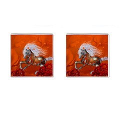 Steampunk, Wonderful Wild Steampunk Horse Cufflinks (square) by FantasyWorld7