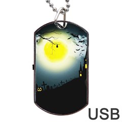 Halloween Landscape Dog Tag Usb Flash (one Side) by ValentinaDesign