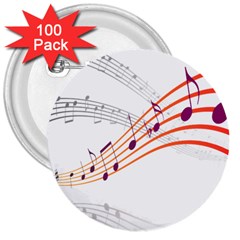 Musical Net Purpel Orange Note 3  Buttons (100 Pack)  by Mariart