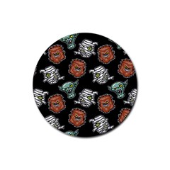 Pattern Halloween Werewolf Mummy Vampire Icreate Rubber Coaster (round)  by iCreate